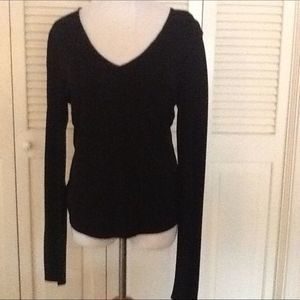 Women's V-neck Black Tahari Blouse